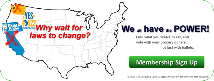 Find GMO foods with my Grocery Planner filtering database tools
